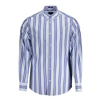 GANT Casual Shirts, male, Blue, S, Blue Long Sleeve Button-Down Shirt