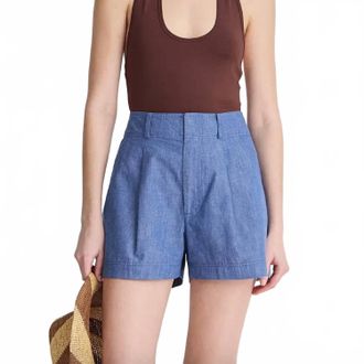 Apiece Apart Short Bari High Waist Shorts In Chambray