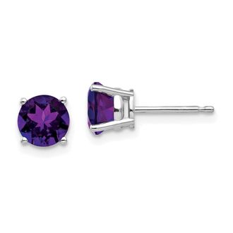 Diamond2Deal 14k White Gold 6mm Amethyst Earrings