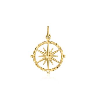 RS Pure by Ross-Simons Italian 14kt Yellow Gold Compass Charm