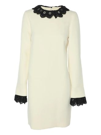 Victoria Beckham Wollen jurk met kant - Beige