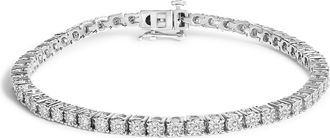 House of Brilliance 925 Sterling Silver Lab Grown Diamond Illusion-Set Miracle Plate Tennis Bracelet