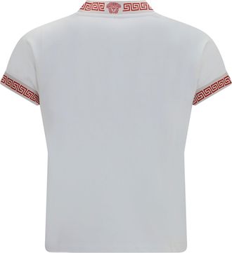 Versace Womens T-Shirt Greca V-Neck Optical White Cotton T-Shirts & Jerseys