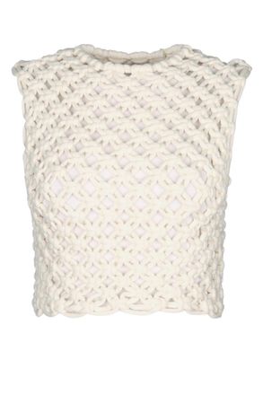 Alaia Off White Crochet Strapless Top
