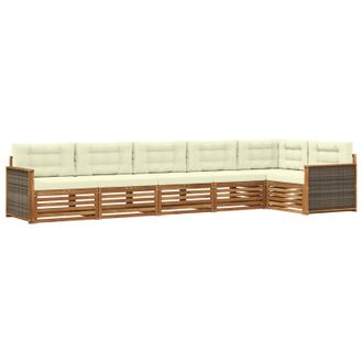 vidaXL Conjunto De Sof&aacute;s De Exterior Con Coj&iacute;n 6 Pcs Natural Y Crema Vidaxl