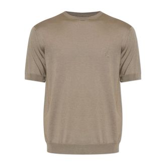 Giorgio Armani T-Shirts, male, Gray, Size: M Cotton-interlock T-shirt with embroidered logo