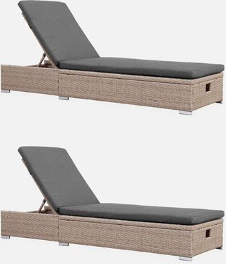 Sweeek Tumbona De Resina Tejida En Poli&eacute;ster, Multiposici&oacute;n, Set De 2