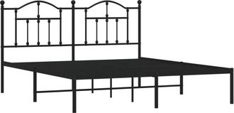 vidaXL Metal Bed Frame without Mattress with Headboard Black 160x200cm vidaXL
