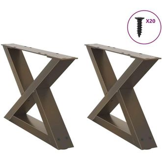 vidaXL Vidaxl - Patas Para Mesa De Centro (2 Unidades, Acero Natural, 60 X 30-31,3 Cm)