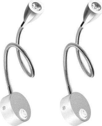 OEM L&aacute;mpara De Lectura De Pared/mesita De Noche Led De 2 Luces Con Cuello De Cisne, 3w, Luz Blanca C&aacute;lida De 3000k
