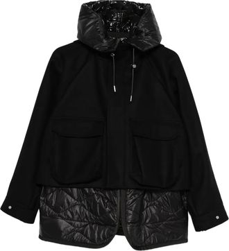 sacai hooded quilted panel jacket - women - Fabric/Other Materials - 2 - Black