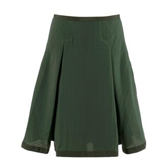 sacai Luck Green Flared Pleated Skirt Size S