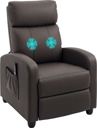 HOMCOM Recliner Sofa Chair pu Leather Massage Armcair w/ Remote Control Brown - Homcom