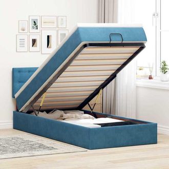 vidaXL Estructura De Cama Otomana Colch&oacute;n Terciopelo Azul Oscuro Vidaxl