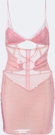 Nensi Dojaka Vestido corto semitransparente con lentejuelas