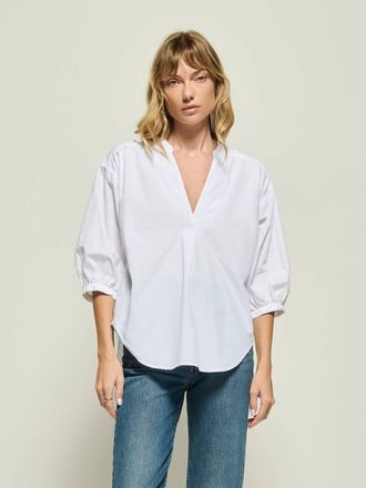 Nation Ltd Daphna Poplin Pima Cotton Shirt In White