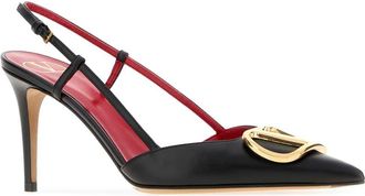 Valentino Garavani Womens Black Leather Vlogo Signature Pumps Nero Scarpe Con Tacco High Heel Shoes