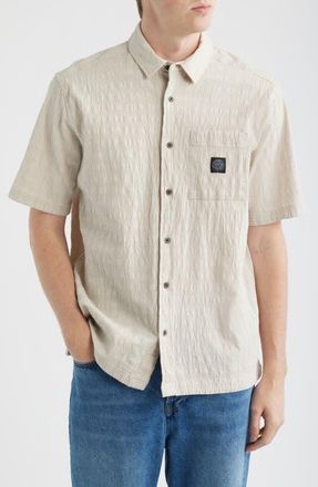 Rip Curl Premium Surf Check Short Sleeve Cotton Seersucker Button-Up Shirt in Bone at Nordstrom, Size Xx-Large
