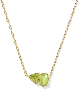 Kendra Scott Tatum Pendant Necklace in Gold Light Green Mix at Nordstrom