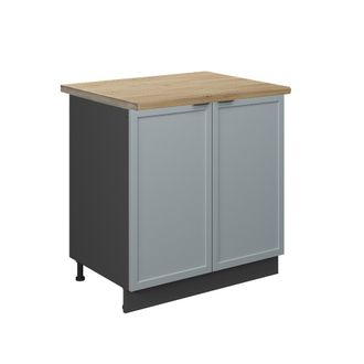 Vicco Armario Bajo Para Fregadero Fame-line, Azul Claro-gris, 80 Cm, Et Roble