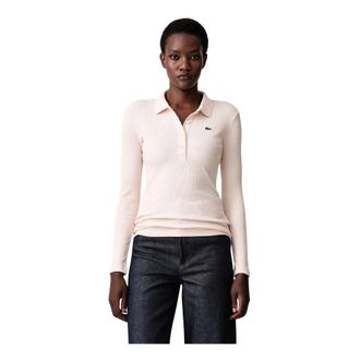 Lacoste L.12.D Ribbed Cotton Polo - Dames - Tops - Roze - Maat: L Katoen