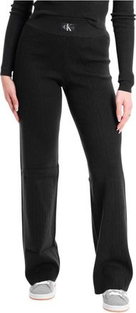 Calvin Klein Jeans Pantaloni Variegate Rib Sweater - Dames - Wijde Broeken - Zwart - M - Broeken