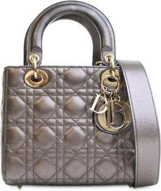 Dior Borsa a tracolla My ABCDior Lady Dior piccola in pelle di agnello metallizzata con motivo Cannage 2019 - Grigio