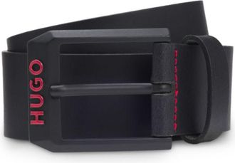 HUGO BOSS Italian-leather belt with angular logo buckle