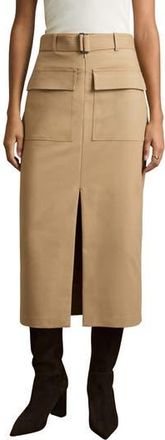 Reiss Oakley Midi Skirt in Camel at Nordstrom Rack, Size 12 Us / 16 Uk