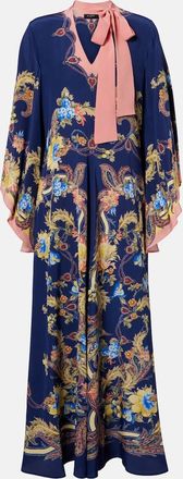 Etro Paisley tie-neck silk maxi dress