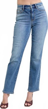 Judy Blue Womens Vintage Wash Thermal Straight Jeans In Blue