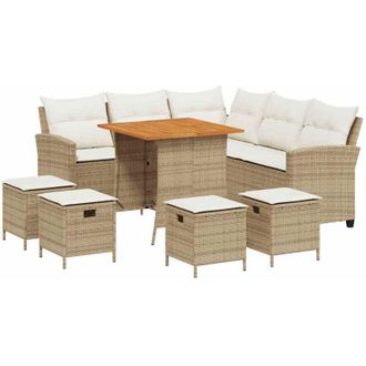 vidaXL Vidaxl - Juego De Sof&aacute;s De Jard&iacute;n En Forma De L Con Cojines 6 Pzas Beige