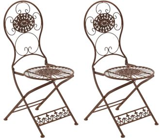Clp Set de 2 sillas para exterior plegables en Metal Marr&oacute;n antiguo