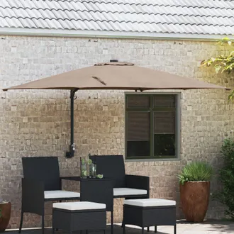 Berkfield Home Garden Parasol Taupe 248, 5 x 247, 5 x 119 cm Fabric