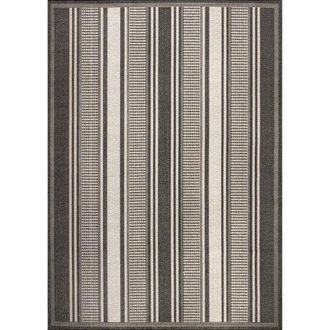 Jonathan Y Designs Haynes Modern Double Stripe Indoor/Outdoor Area Rug in Black/cream at Nordstrom, Size 4Ft 0In X 6Ft 0In