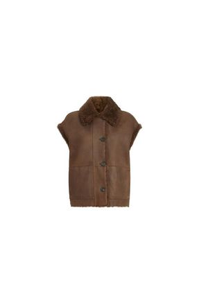 Brunello Cucinelli Shearling reversible vest in Chocolate at Nordstrom, Size 40 It