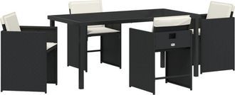 vidaXL Garden Dining Set with Cushion Folding 5 pcs Black Poly rattan Vidaxl