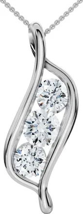 Pompeii3 1Ct Three Stone Diamond Pendant 14K White Gold Necklace Lab Grown