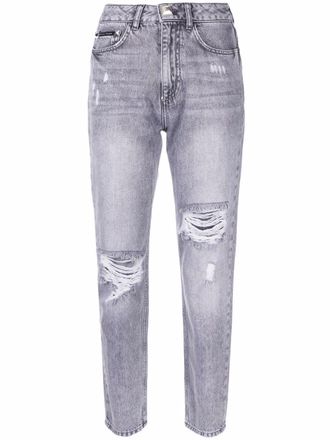 Philipp Plein ripped cropped jeans - Grey