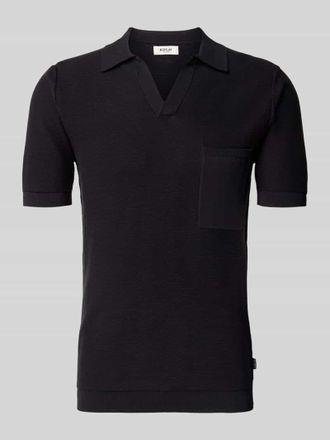 Replay Slim Fit Poloshirt in Strick-Optik in Black, Gr&ouml;&szlig;e XL