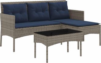 vidaXL Conjunto De Sof&aacute;s De Jard&iacute;n 2 Uds. Gris Y Azul Marino Vidaxl