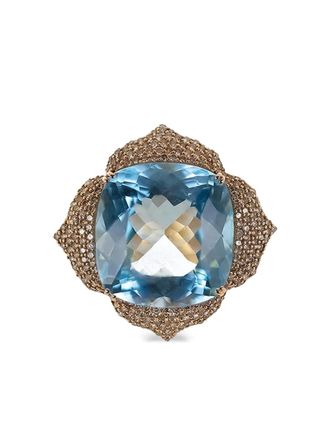 Piranesi Ros&eacute;gouden ring met kussen geslepen topaas - Roze