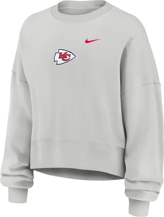 Nike Kansas City Chiefs Primetime Phoenix Nike Womens NFL Oversized Pullover Crew in Grey | 01D70BB7G-CSV