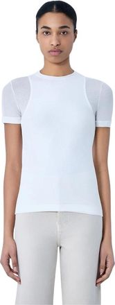 Jil Sander T-shirt met ronde hals en getailleerde pasvorm - Dames - T-shirts - Wit - S - Leer - Tops