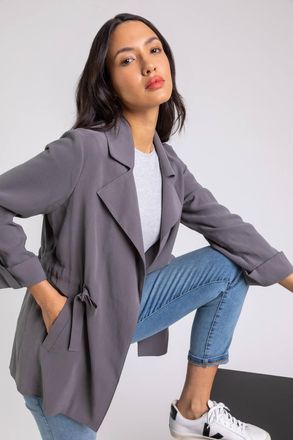 Roman Tie Waist Longline Jacket
