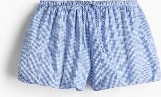 H&M Cotton Balloon Beach Shorts in Light Blue/checked at Nordstrom, Size X-Large