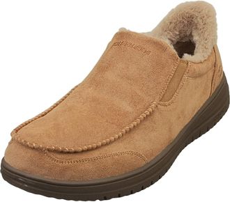 Skechers Mens Murette Scofield Slip-On Sneakers, Tan Microfiber, 13 UK
