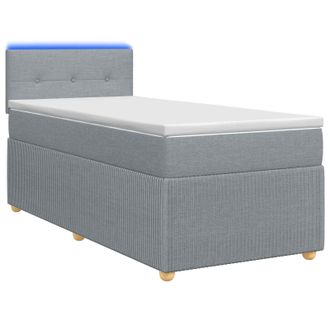 vidaXL Letto Con Box Spring, Materasso E Led Grigio Chiaro 90 X 190 Cm Vidaxl