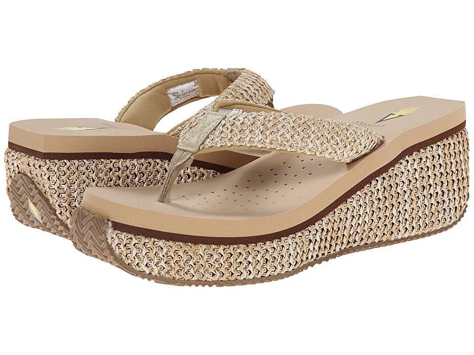 VOLATILE Mayfield Women's Wedge Sandals - Criss-Cross Strap, Cork Wedge, Anatomical Insole