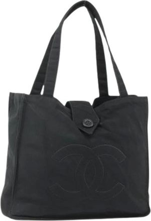 Chanel Pre-owned Tote Bags, female, Black, Size: ONE SIZE Pre-owned Vintage Nylon Tote Bag